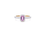 Pink Sapphire Ring With Diamonds 0.74 Carats 14K Yellow Gold