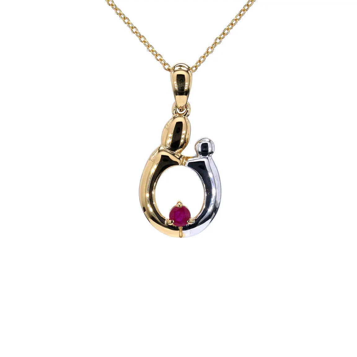 Ruby Mom Pendant 0.18 Carats Gold Plated Silver
