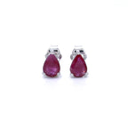 Ruby Stud Earrings 1.5 Carats 14K White Gold